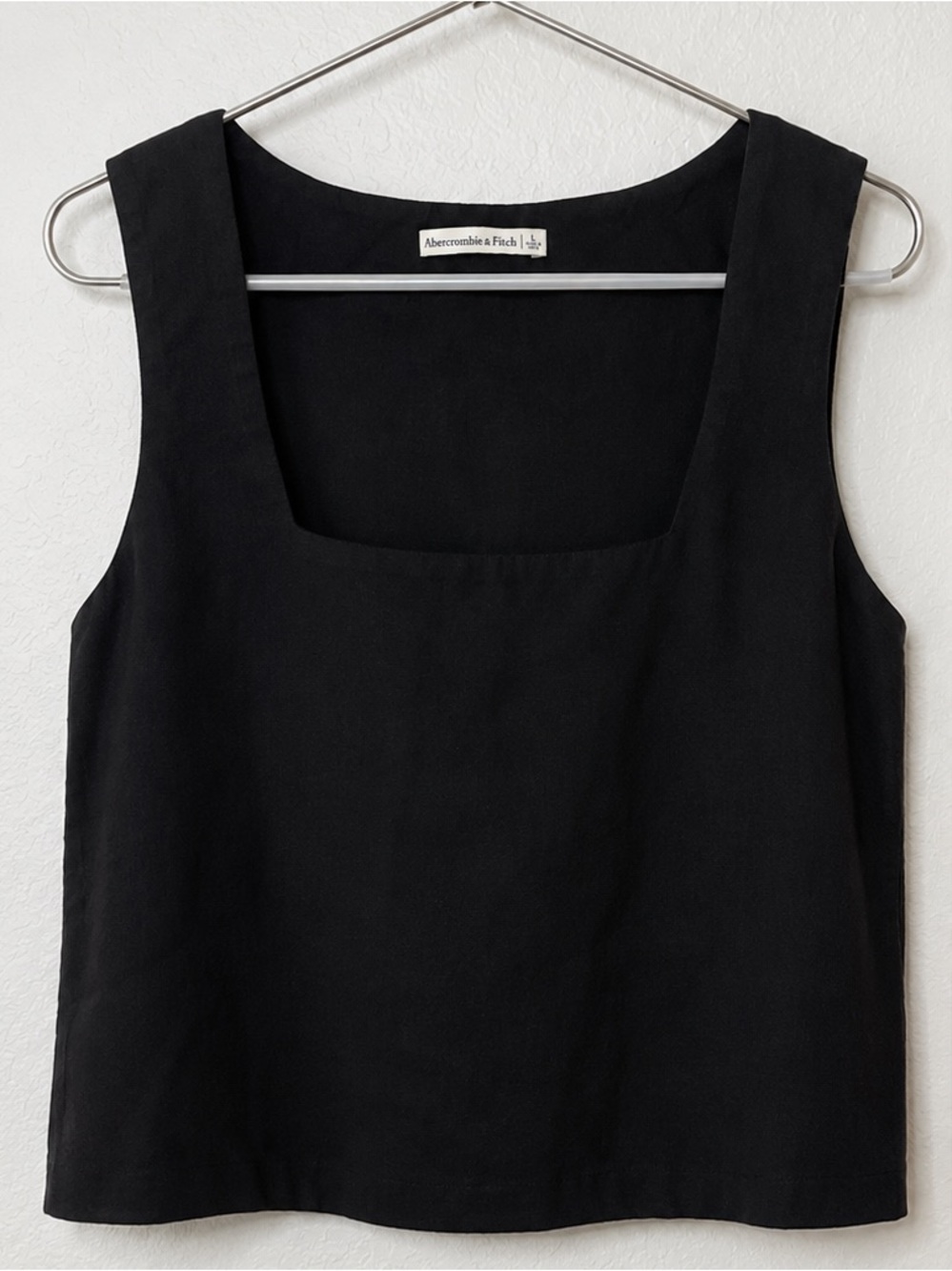 Abercrombie & Fitch Black Square-Neck Crop Tank